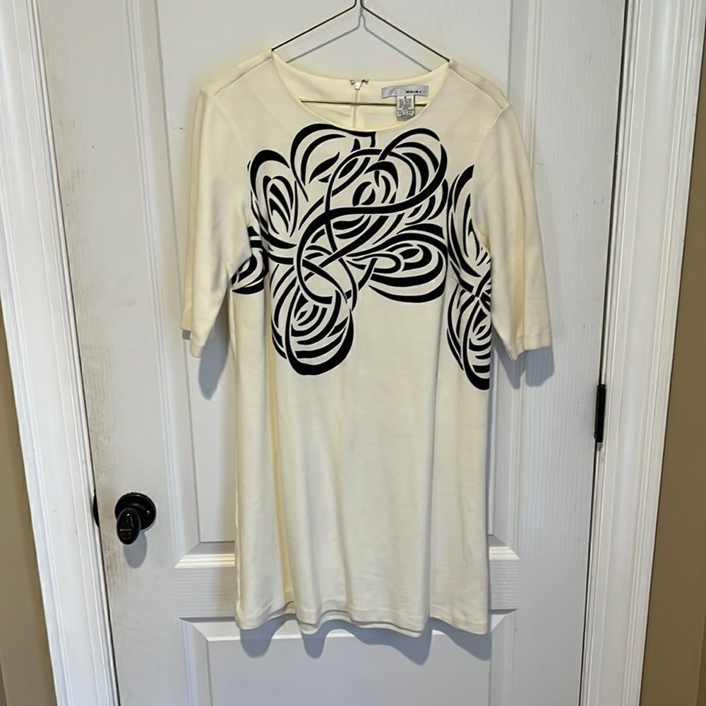 WD.NY Cream Dress with Black Design